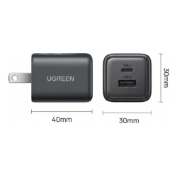 ADAPTADOR CARGADOR 20W MINI UGREEN CD318 USB-C - UGREEN ECUADOR