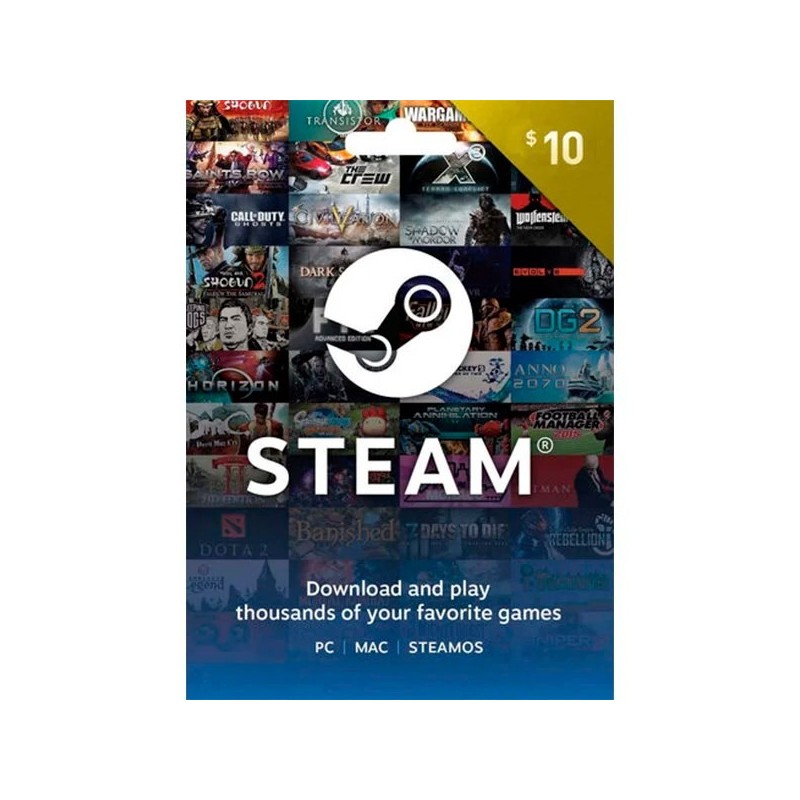 Tarjeta de regalo de Steam $10 USD código digital
