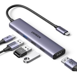 UGREEN Adaptador multipuerto USB C 5 en 1 Revodok 105 4K HDMI, para MacBook Pro/Air, iPad Pro, iMac, iPhone 16 Pro/Pro Max, XPS