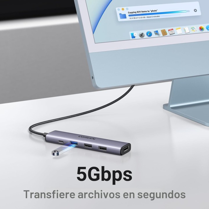 UGREEN Adaptador multipuerto USB C 5 en 1 Revodok 105 4K HDMI, para MacBook Pro/Air, iPad Pro, iMac, iPhone 16 Pro/Pro Max, XPS