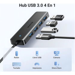 Ugreen Hub Usb-a 3.0 4 Puertos Color Negro